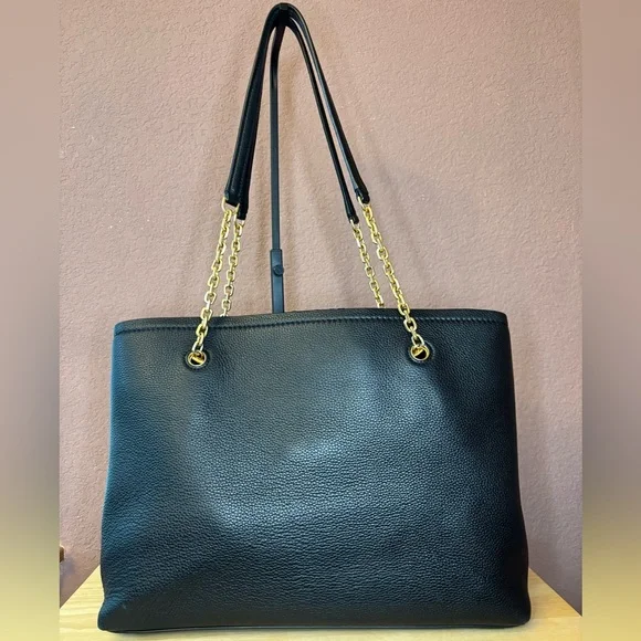 Tory Burch Black Tote with Gold Accents - Picture 2 of 10